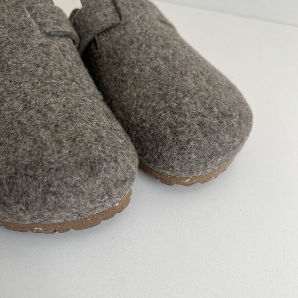 Zara Home Women’s Felt Clogs With Strap Gray Size 10 1202/500 Cork Sole - Picture 3 of 11